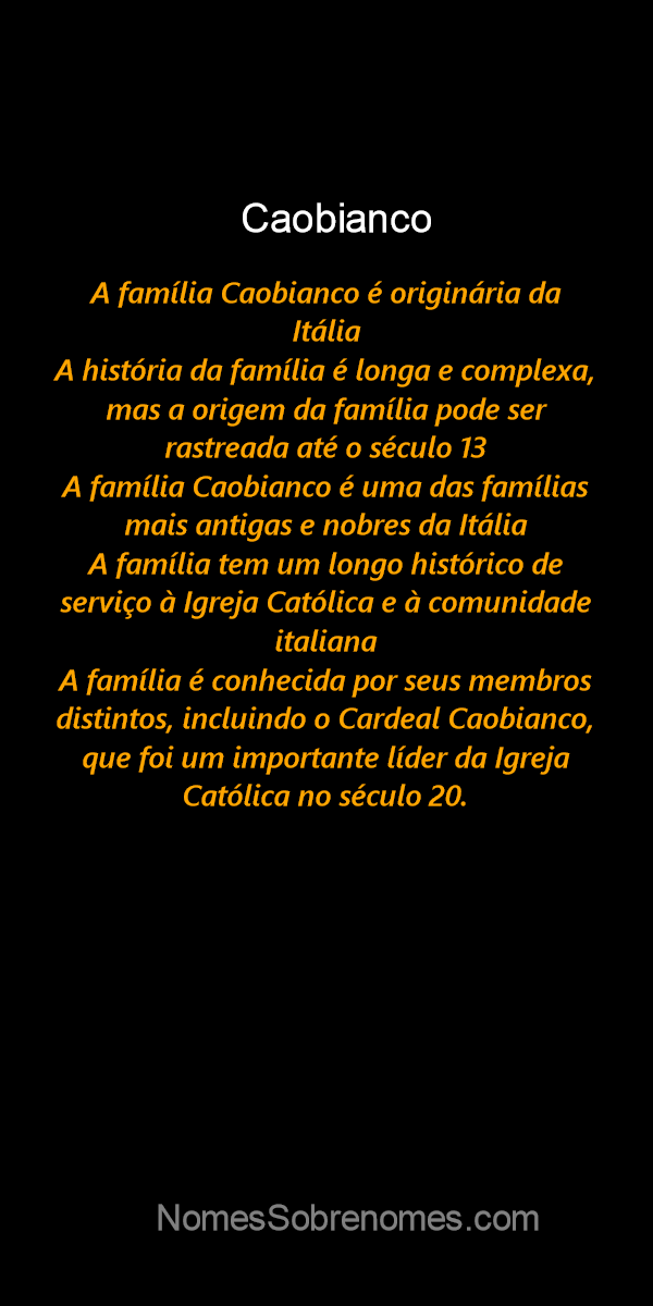Caobianco família heráldica-genealogia brasão Caobianco