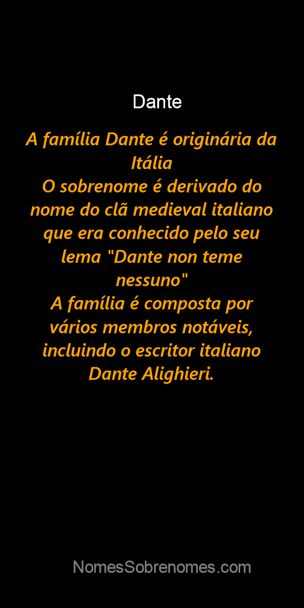 Significado do nome Dante - Dicionário de Nomes Próprios