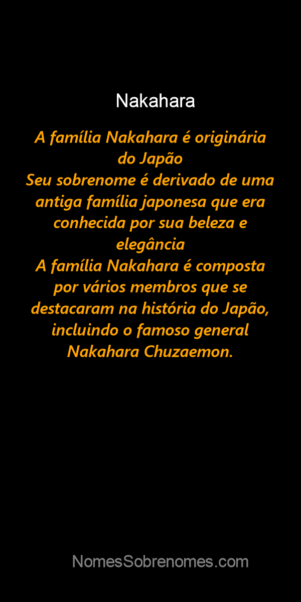 👪 → Qual a história e origem do sobrenome e família Nakamura?