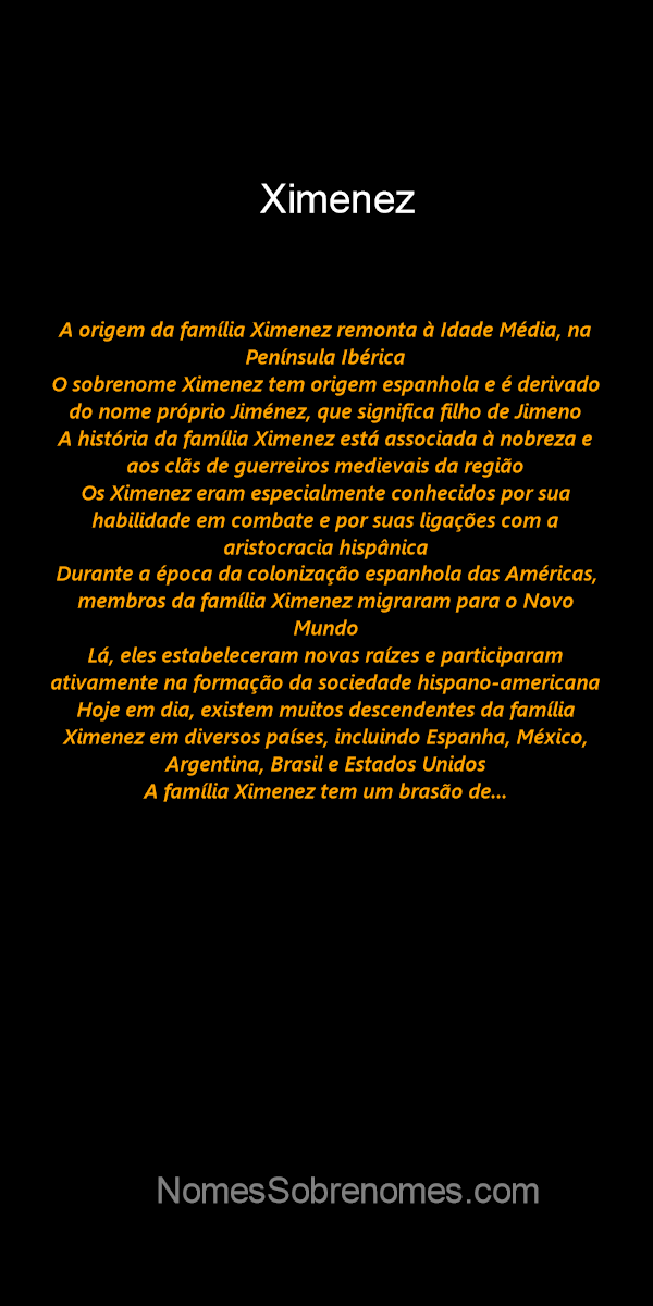 Significado e origem dos sobrenomes: Sobrenome Ximenes