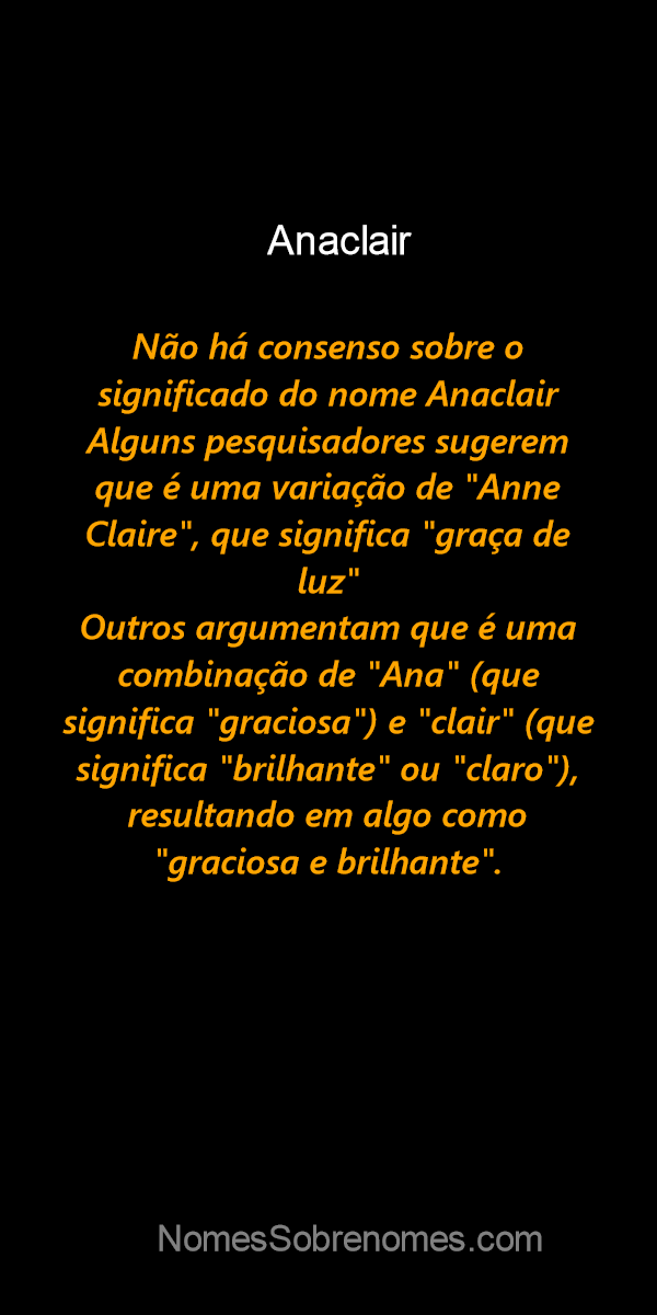 👪 → Qual o significado do nome Anaclair?