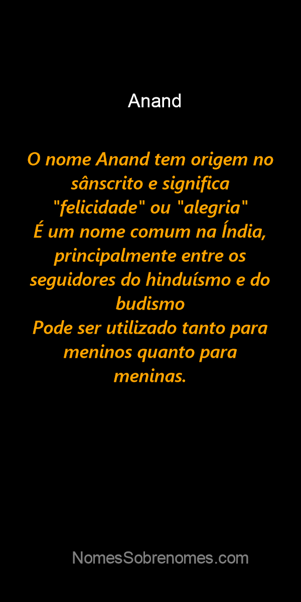 Significado do nome Anand