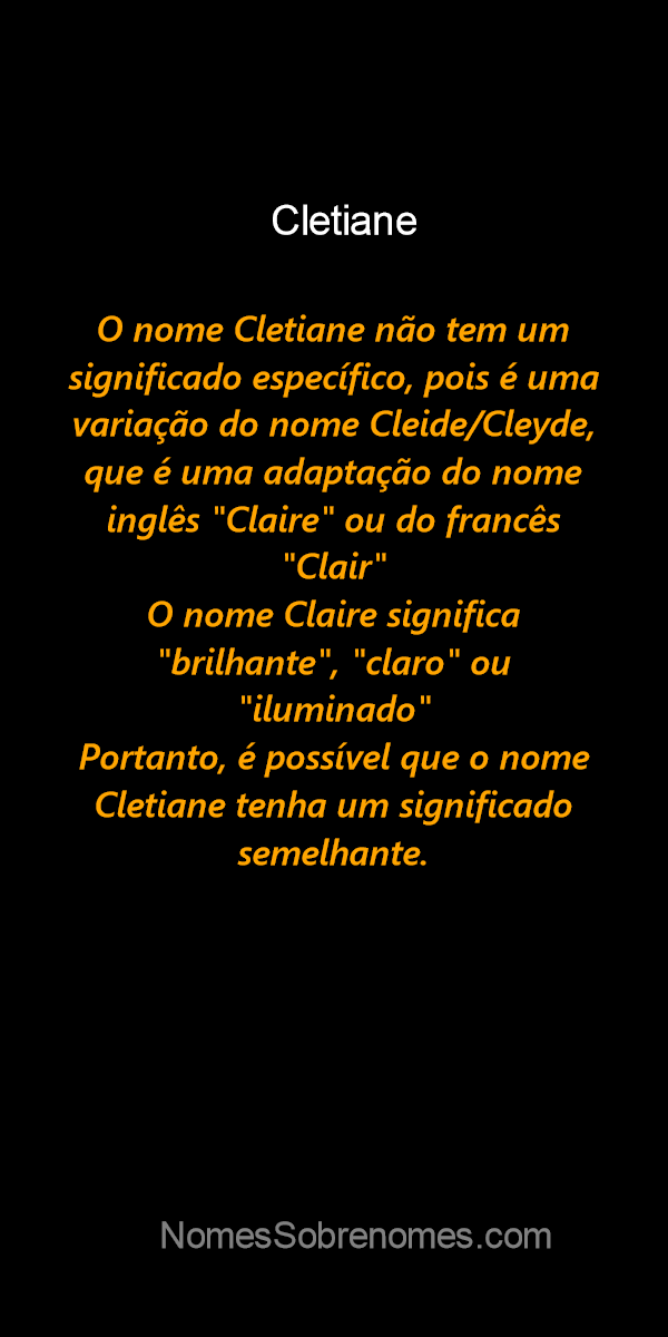 👪 → Qual o significado do nome Cletiane?
