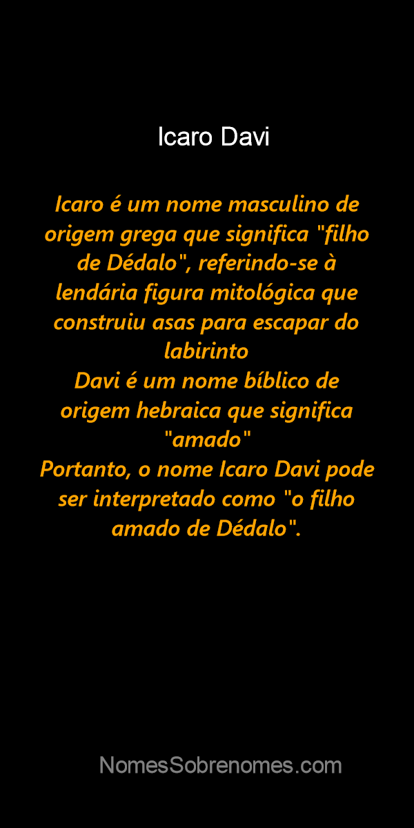 Significado do nome Ícaro - Dicionário de Nomes Próprios