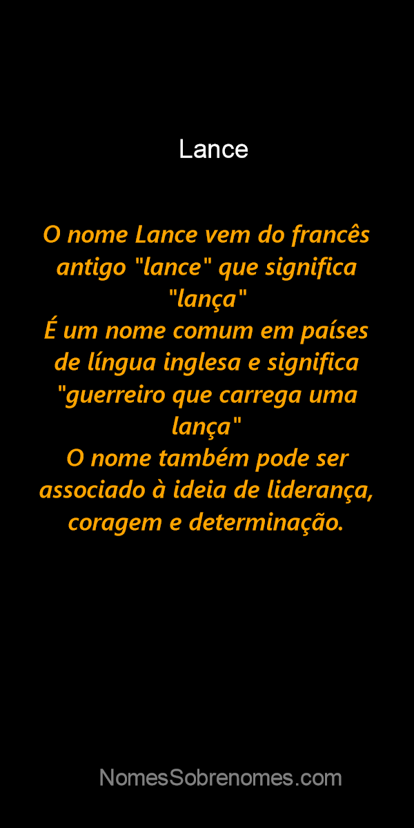👪 → Qual o significado do nome Lance?