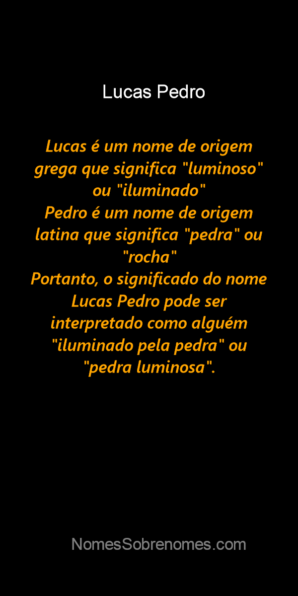 Significado do nome Pedro Lucas - Dicionário de Nomes Próprios