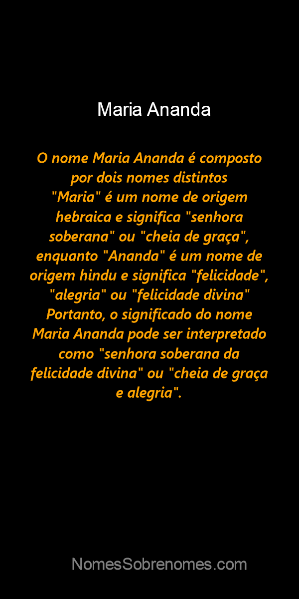 👪 → Qual o significado do nome Maria Ananda?