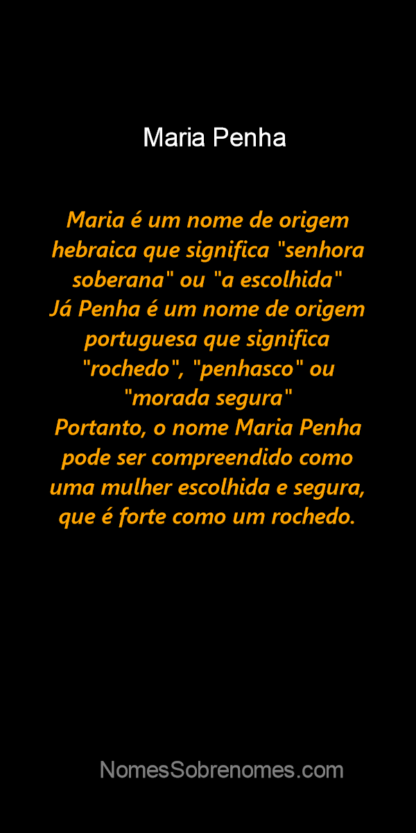 Significado do nome Penha - Dicionário de Nomes Próprios