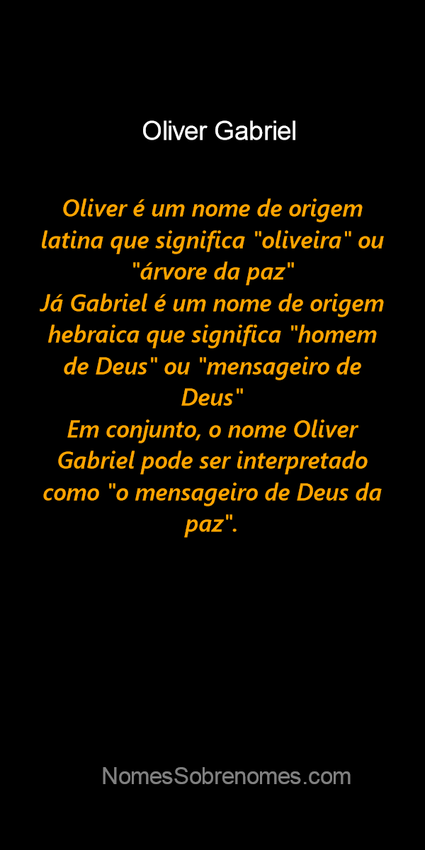 Significado do nome OLIVER - DICIONÁRIO DOS NOMES