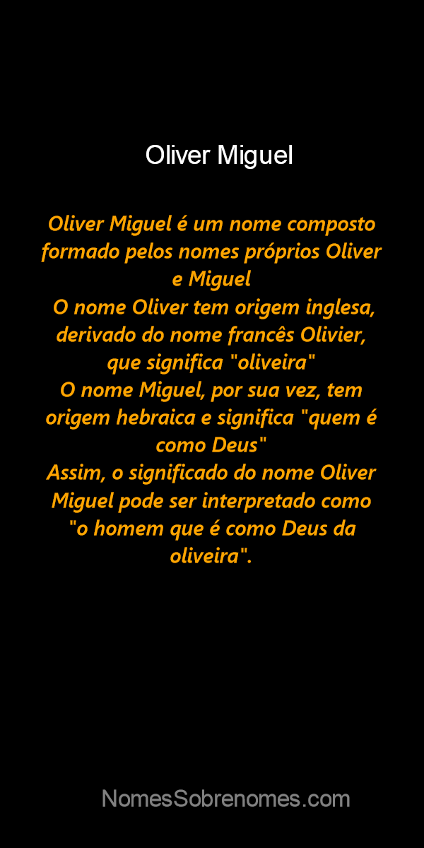 Significado do nome OLIVER - DICIONÁRIO DOS NOMES