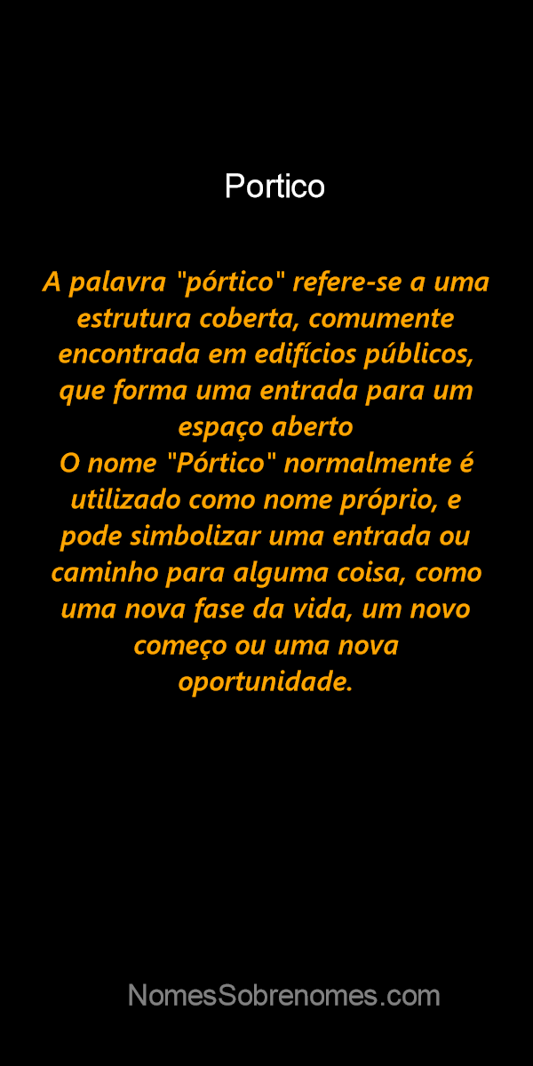 Pórtico - Qual O Seu Significado?