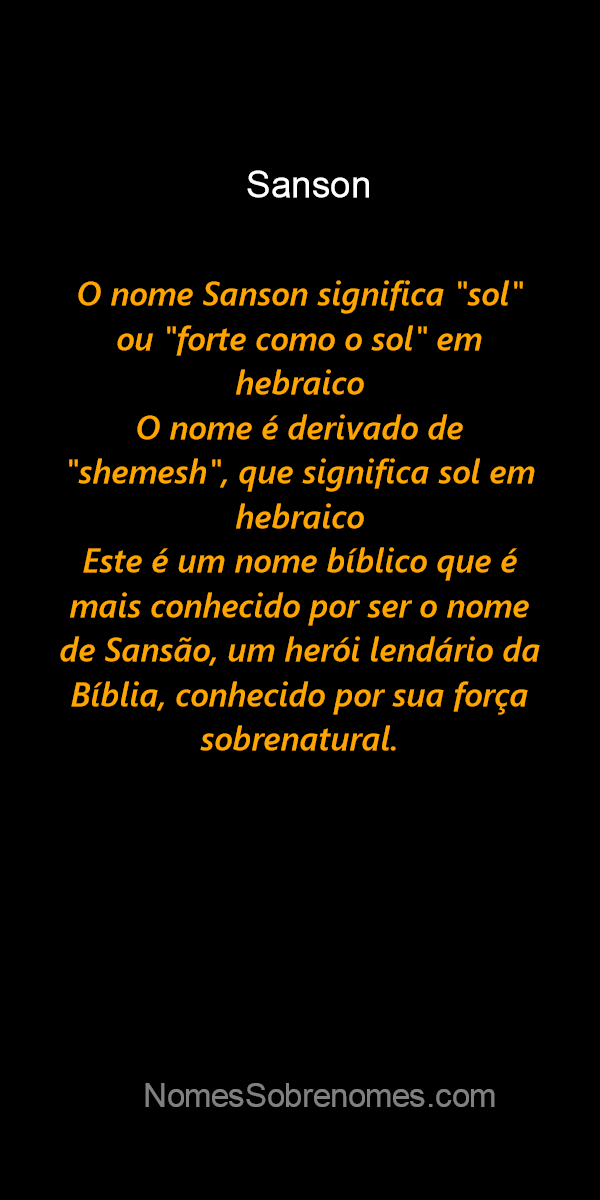 👪 → Qual o significado do nome Sanson?