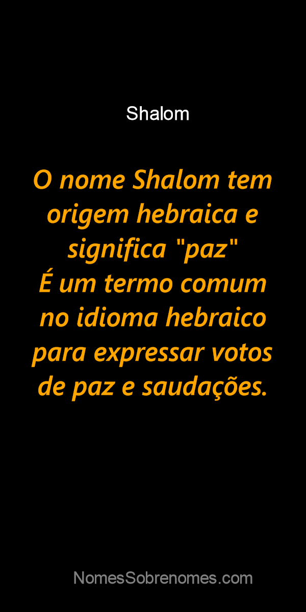 O Que Significa Shalom? 