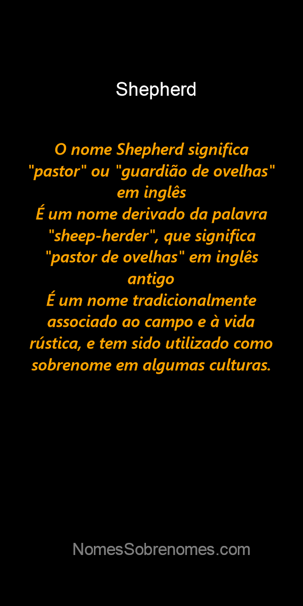 👪 → Qual o significado do nome Shepherd?