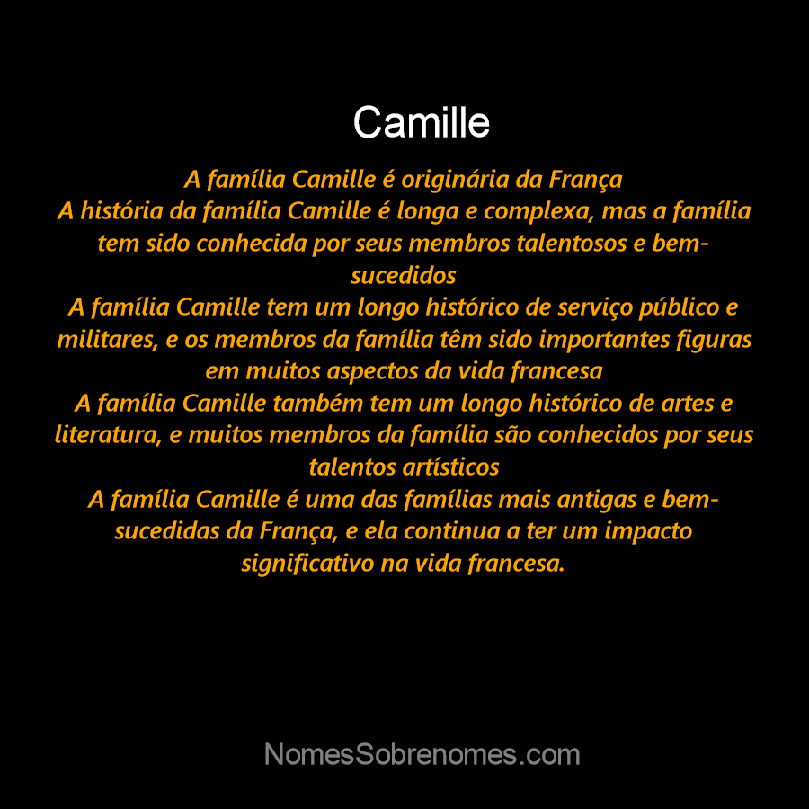 👪 → Qual a história e origem do sobrenome e família Camille?