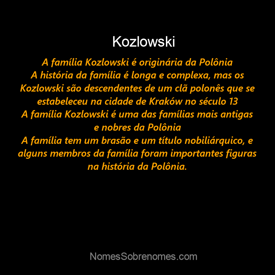 👪 → Qual a história e origem do sobrenome e família Kozlowski?