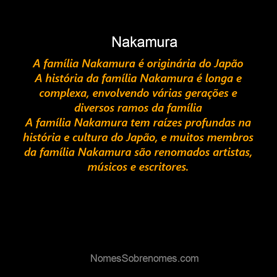 Significado do nome Nakamura - Dicionário de Nomes Próprios