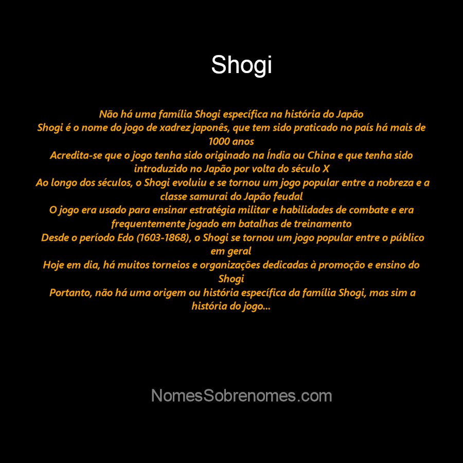 👪 → Qual o significado do nome Shogi?