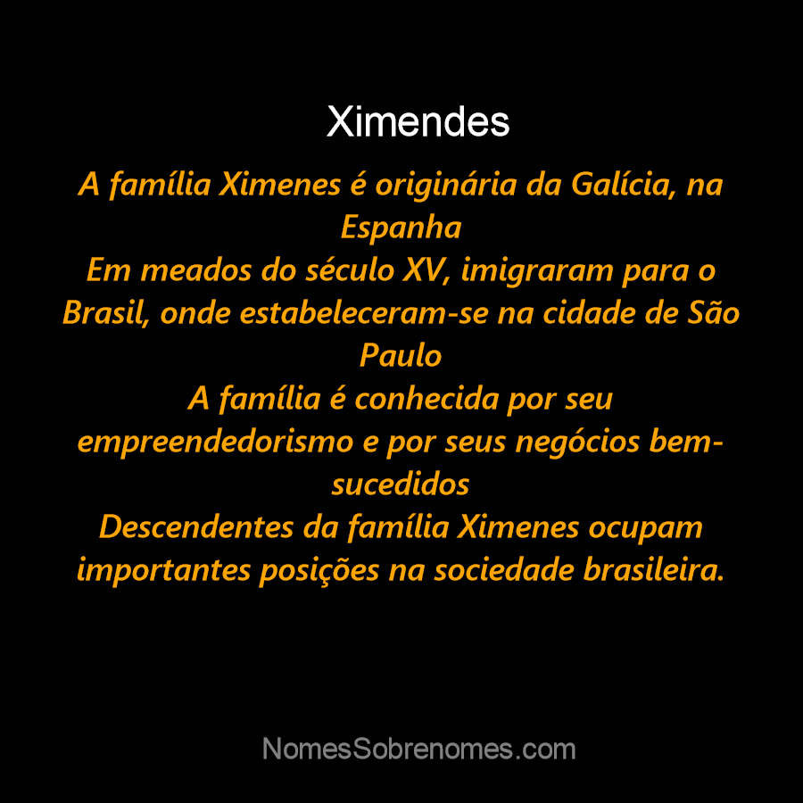 👪 → Qual a história e origem do sobrenome e família Ximenes?