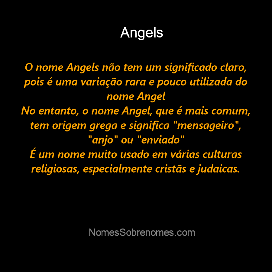 Significado do nome Angel - Dicionário de Nomes Próprios