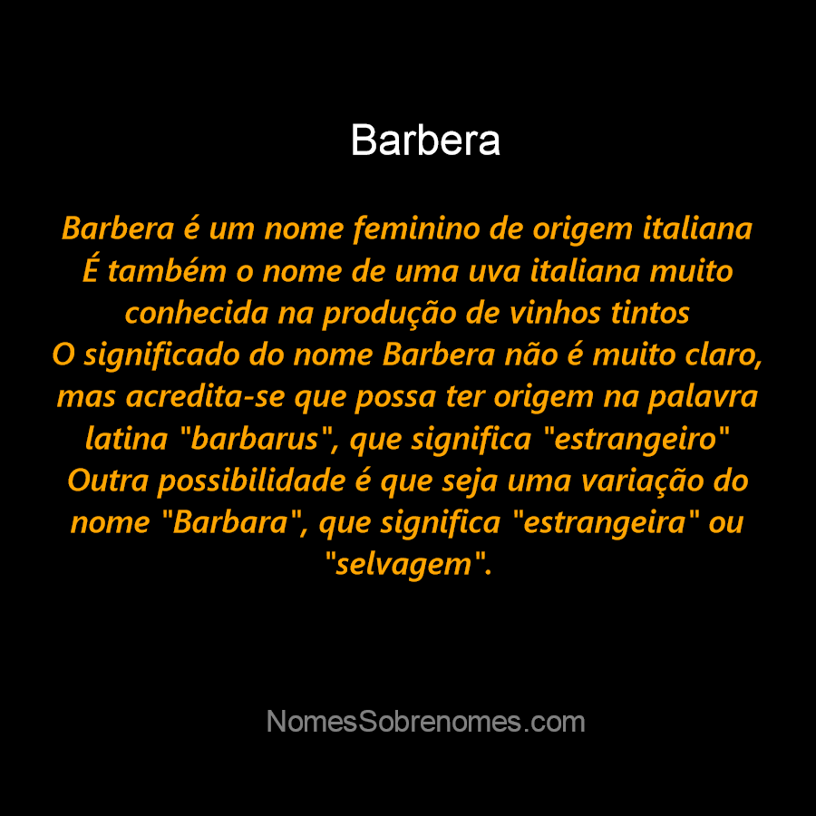 👪 → Qual o significado do nome Barbera?