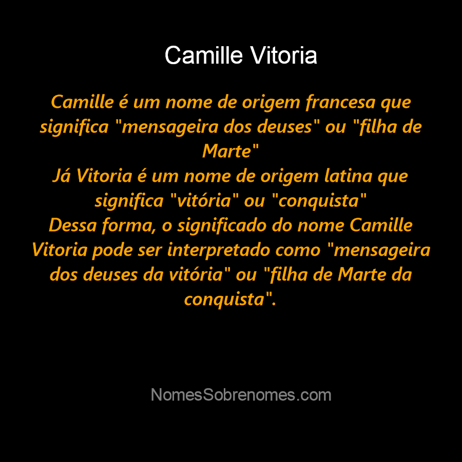 Significado do nome CAMILLE. Detalhes e origem do nome CAMILLE