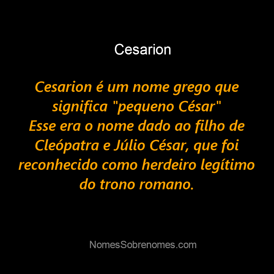 CESARIÃO O PEQUENO CÉSAR 