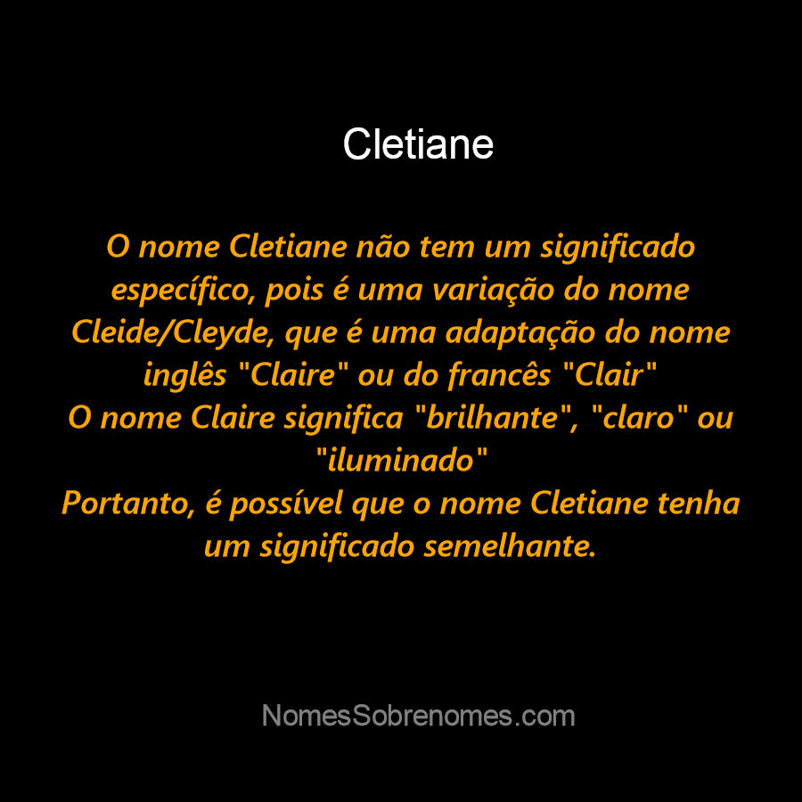 👪 → Qual o significado do nome Cletiane?