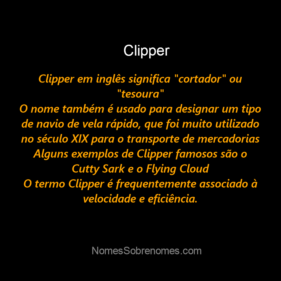 O que significa clipper em inglês?