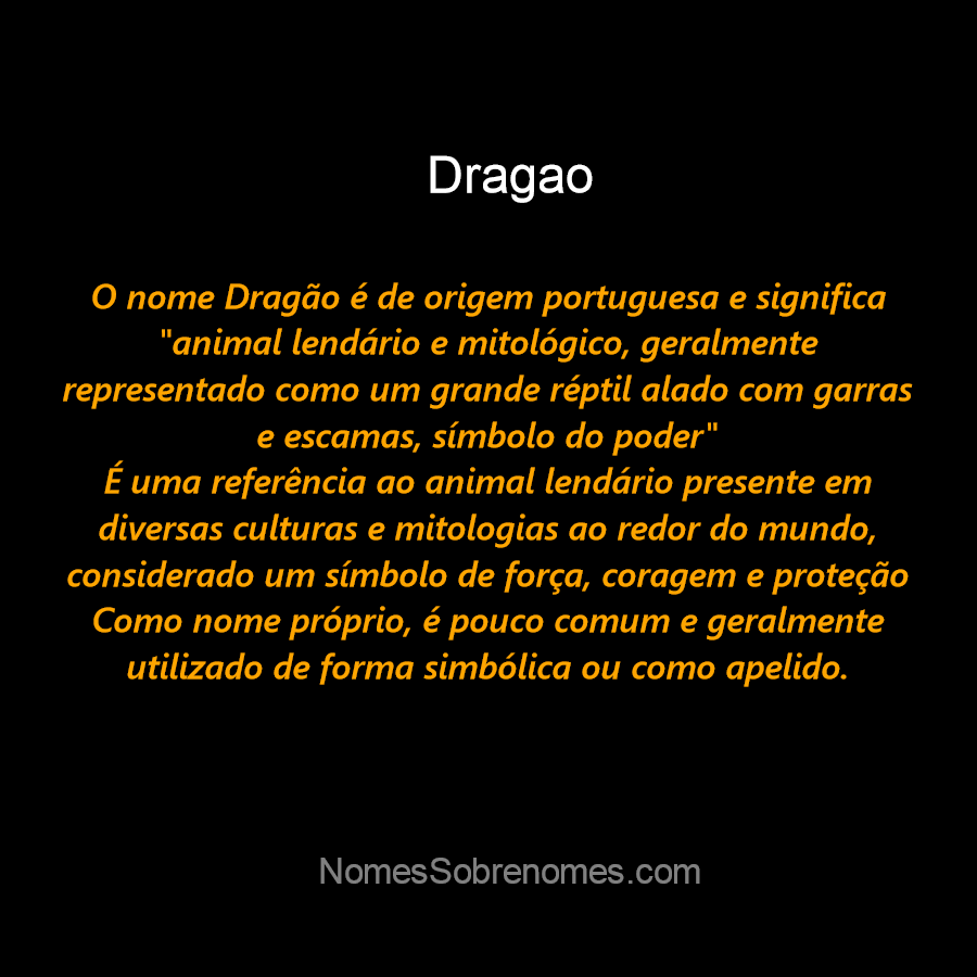 👪 → Qual o significado do nome Dragao?