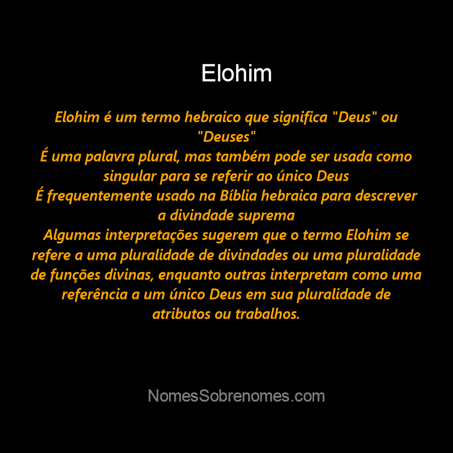 Significado do nome Eloim