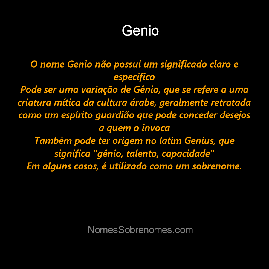 👪 → Qual o significado do nome Genio?