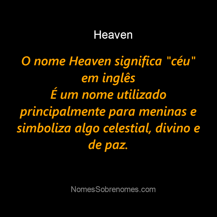 HEAVEN definição e significado