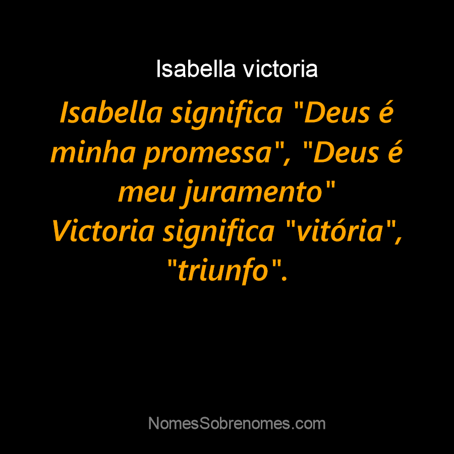 Qual O Significado Do Nome Isabella Victoria