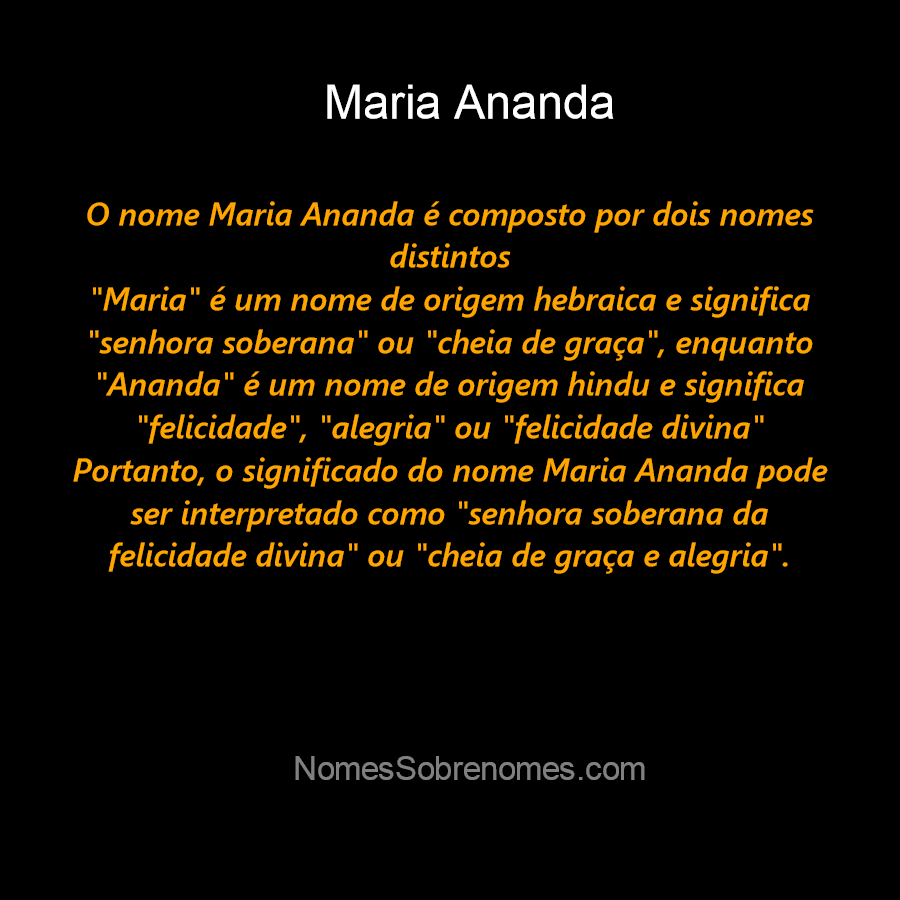Significado do nome Ananda  Significados dos nomes, Mensagem bonitas de  amor, Nomes e sobrenomes