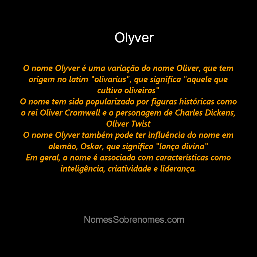 Significado do nome Oliver, origem do nome de bebê Oliver – Tua Parada