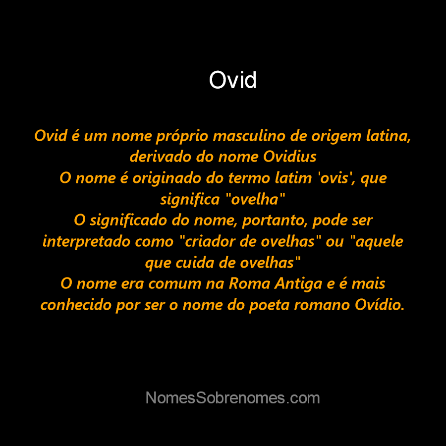 Significado do nome Ovídio - Dicionário de Nomes Próprios