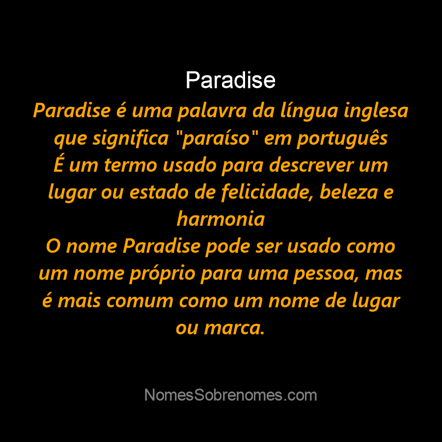 PARADISE definição e significado