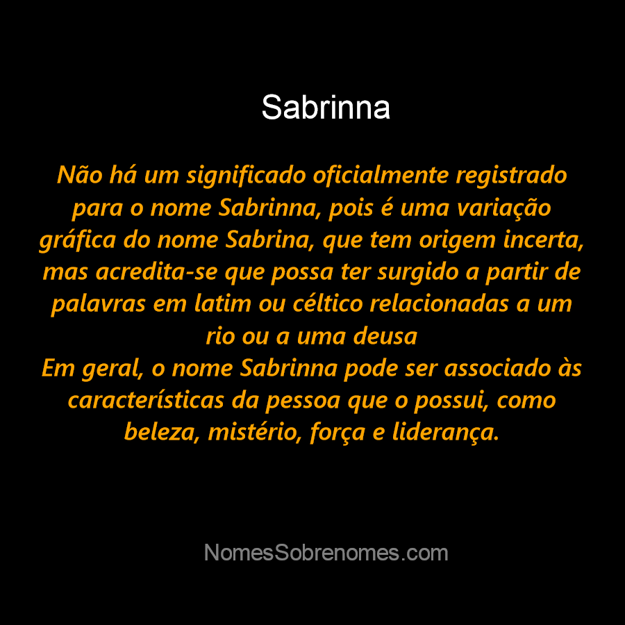 Significado do nome Sabrina - Dicionário de Nomes Próprios