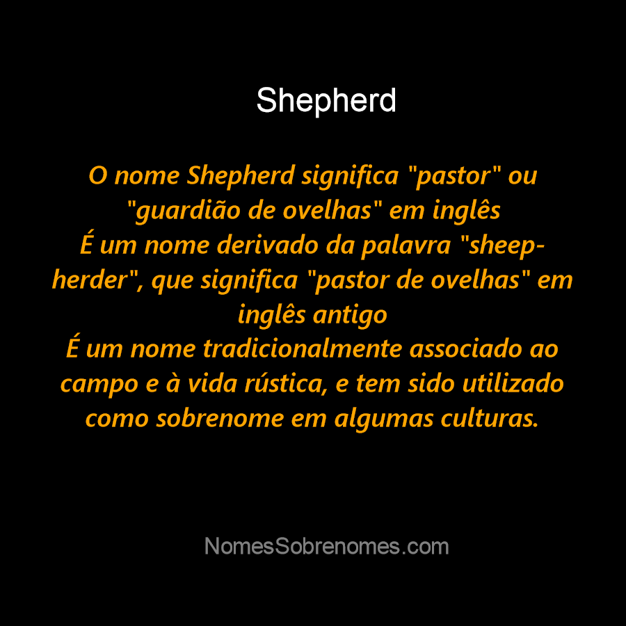 👪 → Qual o significado do nome Shepherd?
