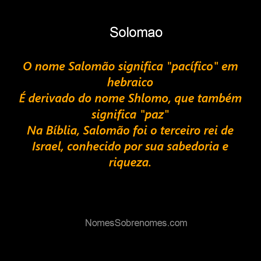 Significado do nome Salomão - Dicionário de Nomes Próprios