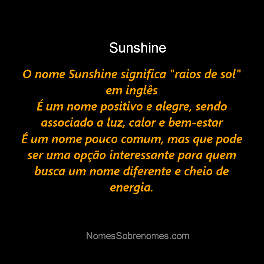 Significado de Sunshine - Pesquisa Google