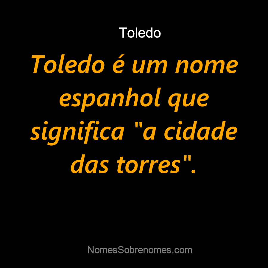 Significado do nome Toledo - Dicionário de Nomes Próprios